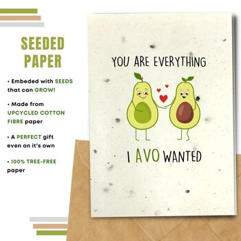 Fait à la main respectueux de l'environnement | Graines plantables ou papier de matière organique Love Cards Avo Love Single Card 2