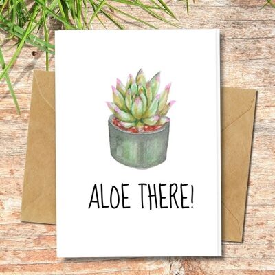 Fatto a mano ecologico | Sementi piantabili o carte d'amore in carta di materiale organico Aloe There Single Card