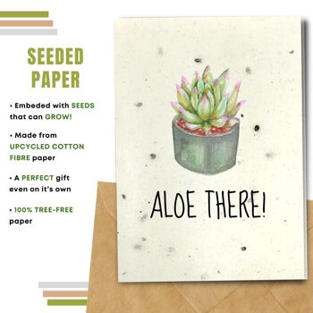 Fait à la main respectueux de l'environnement | Graines plantables ou papier de matière organique Cartes d'amour Aloe There Single Card 2