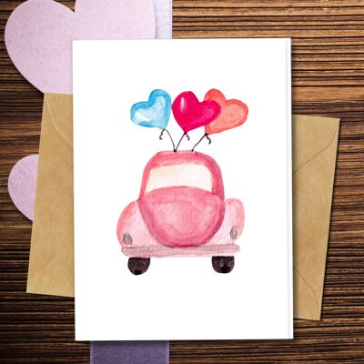 Handmade Eco Friendly | Plantable Seed or Organic Material Paper Blank Cards Baby You Can Drive my Car Pack of 5
