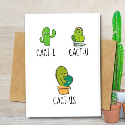 Handmade Eco Friendly | Plantable Seed or Organic Material Paper Love Cards Cact-us Pack of 5