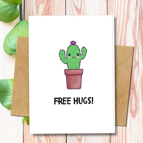 Handmade Eco Friendly | Plantable Seed or Organic Material Paper Love Cards Free Hugs Pack of 5