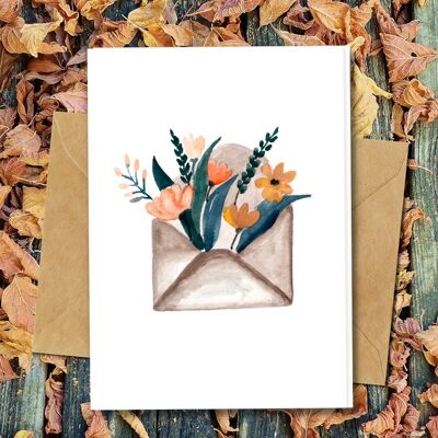 Handmade Eco Friendly | Plantable Seed or Organic Material Paper Blank Cards Flowery Mail Single Card