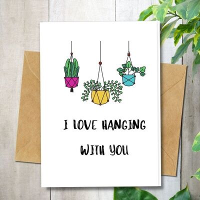 Handmade Eco Friendly | Plantable Seed or Organic Material Paper Love Cards Life Hanging with you Pack of 5