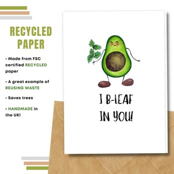 Fait à la main respectueux de l'environnement | Lot de 5 cartes de bonne chance en papier pour graines ou matières organiques à planter I Be-leaf In You 4