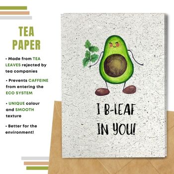 Fait à la main respectueux de l'environnement | Lot de 5 cartes de bonne chance en papier pour graines ou matières organiques à planter I Be-leaf In You 7