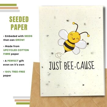 Fait à la main respectueux de l'environnement | Lot de 8 cartes de bonne chance en papier pour graines ou matières organiques à planter Just bee-cause 2