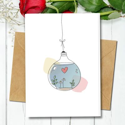 Handmade Eco Friendly | Plantable Seed or Organic Material Paper Love Cards Love Bulb Single Card