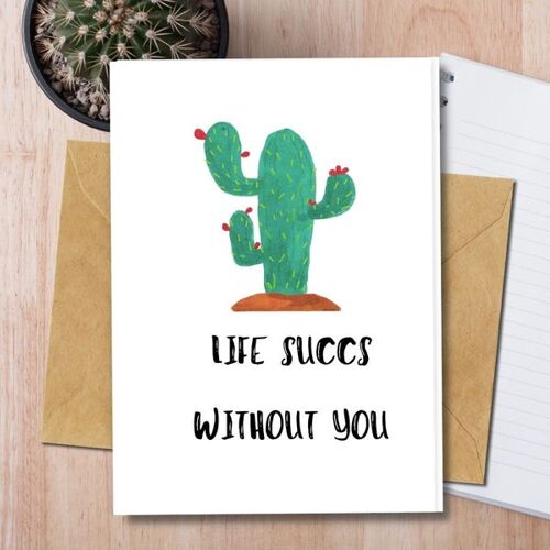 Handmade Eco Friendly | Plantable Seed or Organic Material Paper Love Cards Life Succs with you Single Card
