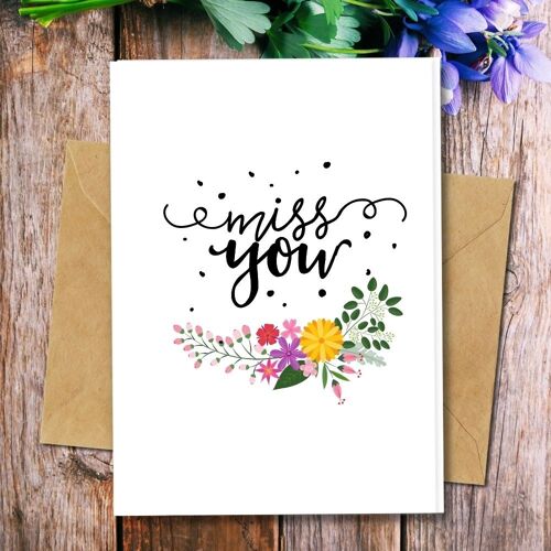 Handmade Eco Friendly | Plantable Seed or Organic Material Paper Love Cards Miss you Single Card