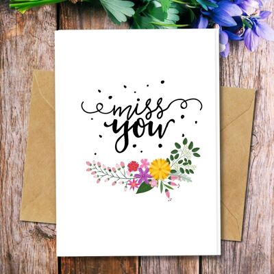 Handmade Eco Friendly | Plantable Seed or Organic Material Paper Love Cards Miss you Pack of 5