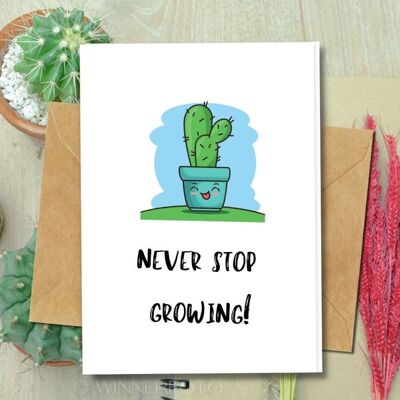 Handmade Eco Friendly | Plantable Seed or Organic Material Paper Birthday Cards Never stop growing Single Card