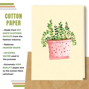 Fait à la main respectueux de l'environnement | Graines plantables ou papier de matière organique Cartes d'amour Plant Lover Single Card 3