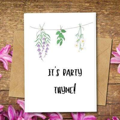 Handmade Eco Friendly | Plantable Seed or Organic Material Paper Love Cards Party Thyme Pack of 5