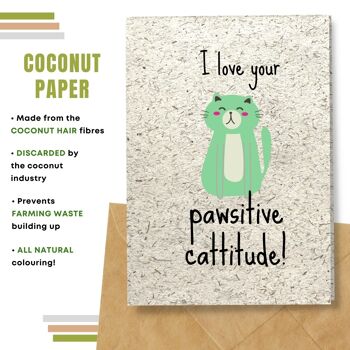 Fait à la main respectueux de l'environnement | Lot de 8 cartes de bonne chance en papier pour graines ou matières organiques plantables cattitude Pawsitive 3