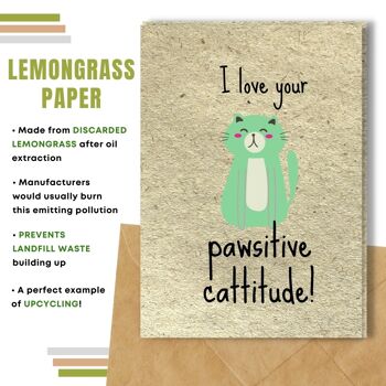 Fait à la main respectueux de l'environnement | Lot de 8 cartes de bonne chance en papier pour graines ou matières organiques plantables cattitude Pawsitive 6