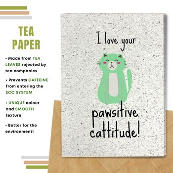 Fait à la main respectueux de l'environnement | Lot de 8 cartes de bonne chance en papier pour graines ou matières organiques plantables cattitude Pawsitive 10