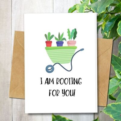 Ecológico hecho a mano | Semillas Plantables o Material Orgánico Papel Tarjetas de Buena Suerte Rooting for You Pack de 5