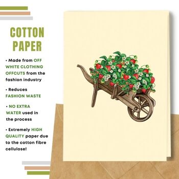 Fait à la main respectueux de l'environnement | Lot de 5 cartes vierges en papier pour semences ou matières organiques à planter Fraises Brouette 3