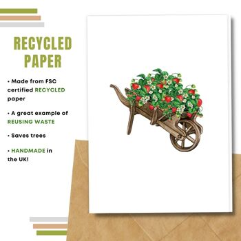 Fait à la main respectueux de l'environnement | Lot de 5 cartes vierges en papier pour semences ou matières organiques à planter Fraises Brouette 5