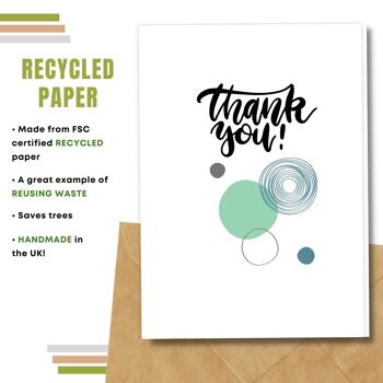 Fait à la main respectueux de l'environnement | Semences plantables ou papier de matière organique Cartes de remerciement Merci Blue Bubbles Single Card 4