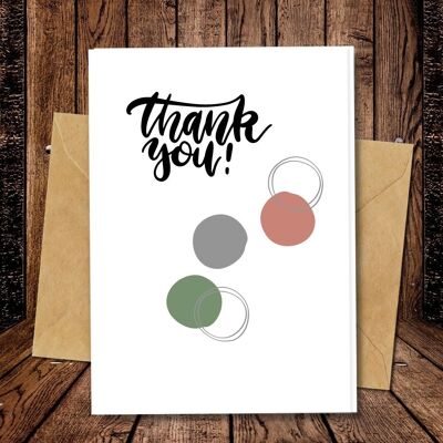 Handmade Eco Friendly | Plantable Seed or Organic Material Paper Thank You Cards Thank You Dots Single Card