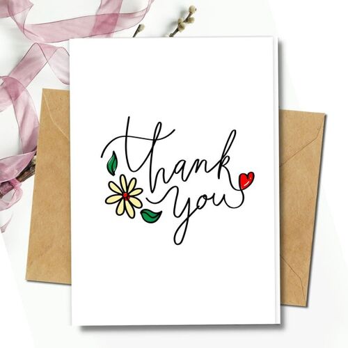 Handmade Eco Friendly | Plantable Seed or Organic Material Paper Thank You Cards Thank You Handwritten Single Card