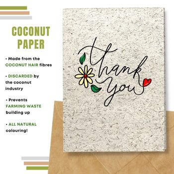 Fait à la main respectueux de l'environnement | Graines plantables ou papier de matière organique Cartes de remerciement Merci manuscrites Lot de 5 6
