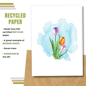 Fait à la main respectueux de l'environnement | Lot de 5 cartes vierges en papier pour graines ou matières organiques à planter Tulipes 4
