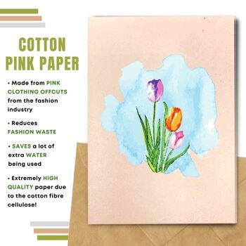 Fait à la main respectueux de l'environnement | Lot de 5 cartes vierges en papier pour graines ou matières organiques à planter Tulipes 5