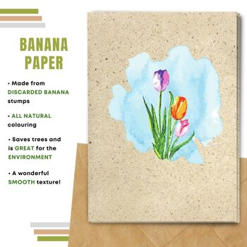 Fait à la main respectueux de l'environnement | Lot de 5 cartes vierges en papier pour graines ou matières organiques à planter Tulipes 7