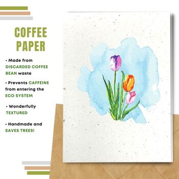 Fait à la main respectueux de l'environnement | Lot de 5 cartes vierges en papier pour graines ou matières organiques à planter Tulipes 8