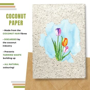 Fait à la main respectueux de l'environnement | Lot de 5 cartes vierges en papier pour graines ou matières organiques à planter Tulipes 9