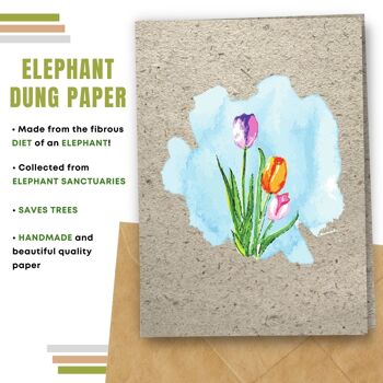 Fait à la main respectueux de l'environnement | Lot de 5 cartes vierges en papier pour graines ou matières organiques à planter Tulipes 10