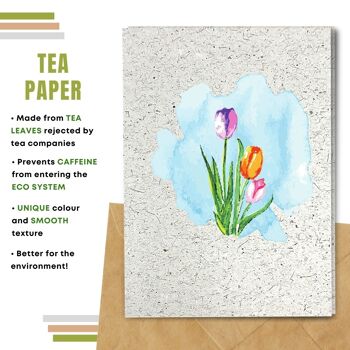 Fait à la main respectueux de l'environnement | Lot de 5 cartes vierges en papier pour graines ou matières organiques à planter Tulipes 11