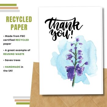Fait à la main respectueux de l'environnement | Semences plantables ou papier de matière organique Cartes de remerciement Fleurs de remerciement Carte simple 7