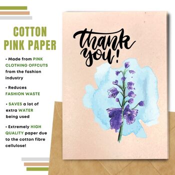 Fait à la main respectueux de l'environnement | Semences plantables ou papier de matière organique Cartes de remerciement Fleurs de remerciement Carte simple 9