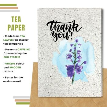 Fait à la main respectueux de l'environnement | Semences plantables ou papier de matière organique Cartes de remerciement Fleurs de remerciement Carte simple 11