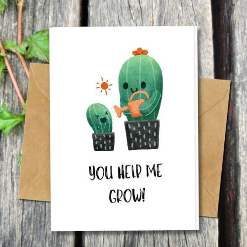 Handmade Eco Friendly | Plantable Seed or Organic Material Paper Love Cards You help me grow Pack of 5