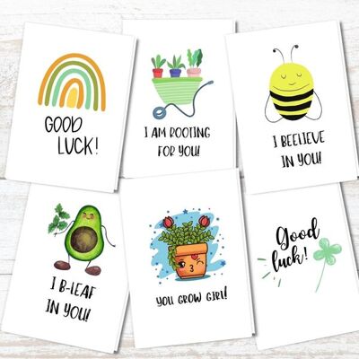 Ecológico hecho a mano | Semillas Plantables o Material Orgánico Papel Tarjetas de Buena Suerte Tarjetas de Buena Suerte Pack de 5