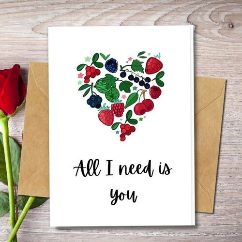 Handmade Eco Friendly | Plantable Seed or Organic Material Paper Love Cards All I need Single Card