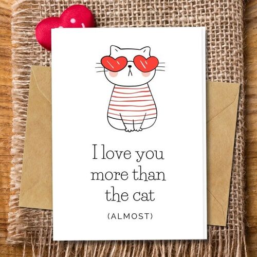Handmade Eco Friendly | Plantable Seed or Organic Material Paper Love Cards Almost like the Cat Single Card