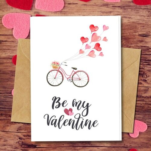 Handmade Eco Friendly | Plantable Seed or Organic Material Paper Valentine's Card Be My Valentine Single Card