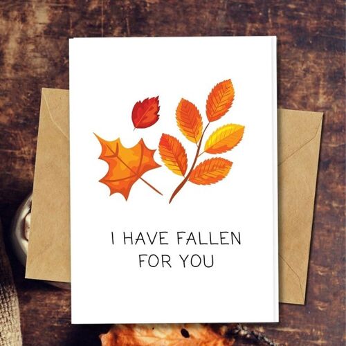 Handmade Eco Friendly | Plantable Seed or Organic Material Paper Love Cards Fallen for You Single Card