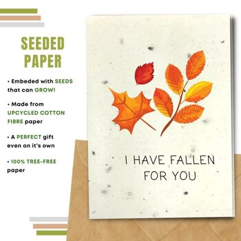 Fait à la main respectueux de l'environnement | Cartes d'amour en papier de graines ou de matières organiques à planter Fallen for You Single Card 2
