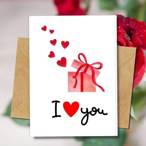Handmade Eco Friendly | Plantable Seed or Organic Material Paper Love Cards Gifting you My Heart Single Card