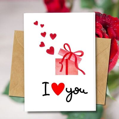 Handmade Eco Friendly | Plantable Seed or Organic Material Paper Love Cards Gifting you My Heart Single Card