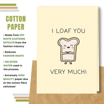 Fait à la main respectueux de l'environnement | Graines plantables ou papier de matière organique Cartes d'amour I Loaf You Single Card 3