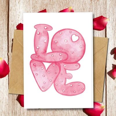 Handmade Eco Friendly | Plantable Seed or Organic Material Paper Love Cards Just Love Single Card