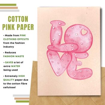Fait à la main respectueux de l'environnement | Graines plantables ou papier de matière organique Cartes d'amour Just Love Single Card 6